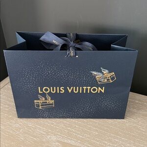 LOUIS VUITTON  Dark Blue Gift Bag with Gold Details & Ribbon Tie